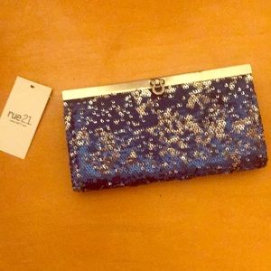 Blue silver sequins wallet